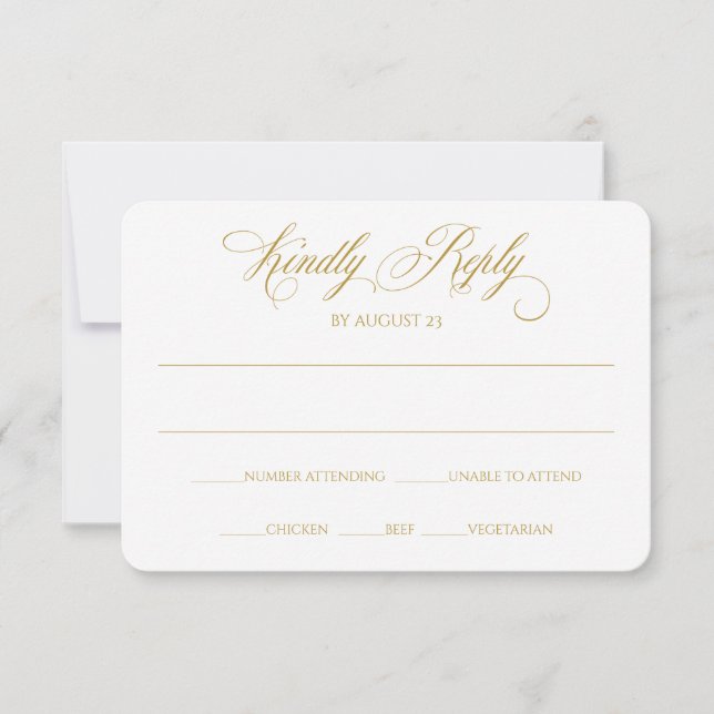 Carte de réponse RSVP élégante | Charlene (Or) (Devant)