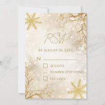 Carte de réponse RSVP Elégante d'Hiver | Flocon de