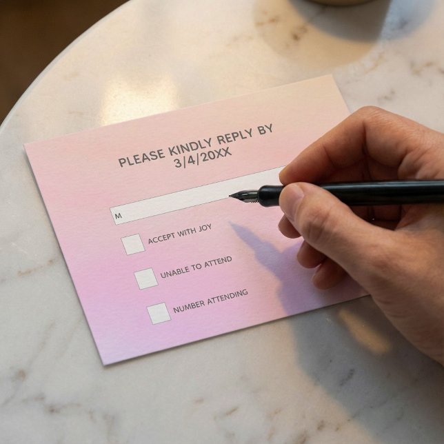 Carte de réponse RSVP en aquarelle rose incluse (Pink watercolor RSVP response Enclosure Card.)