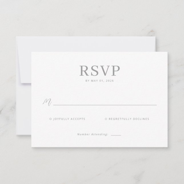 Carte de réponse RSVP en nuances de gris élégantes (Devant)