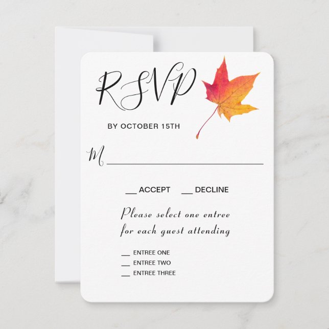Carte de réponse RSVP Entrée Automne Feuille 3 (Devant)