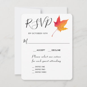 Carte de réponse RSVP Entrée Feuille d'automne Aut