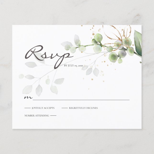 Carte de réponse RSVP Eucalyptus Budget (Devant)