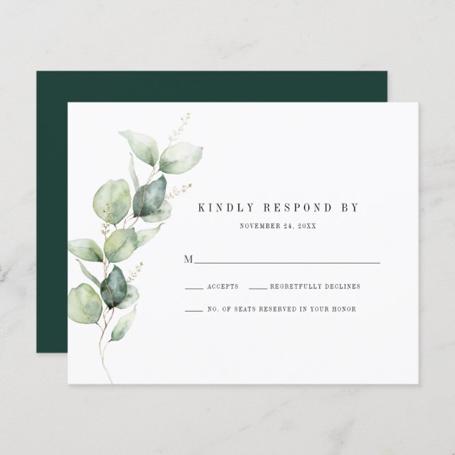 Carte de réponse RSVP Eucalyptus Foliage Wedding (Devant / Derrière)