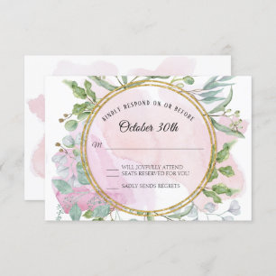 Carte de réponse RSVP Eucalyptus Gold Wreath Folid