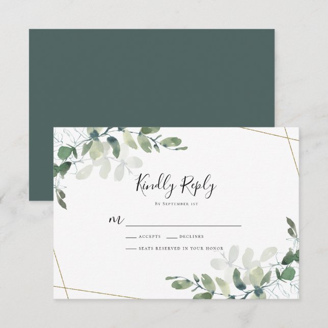 Carte de réponse RSVP Eucalyptus Wedding (Devant / Derrière)
