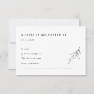 Carte de réponse RSVP feuillage minimaliste simple
