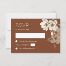 Carte de réponse RSVP Fleur de terre cuite ivoire 