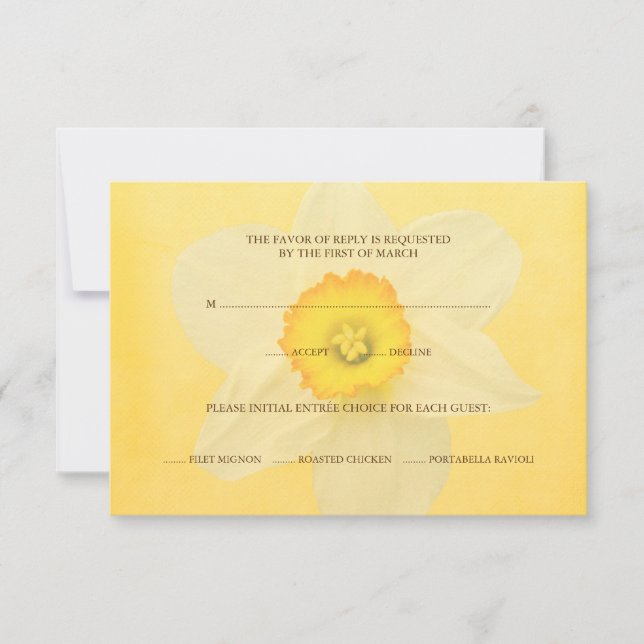Carte de réponse RSVP Fleur jonquille de printemps (Devant)