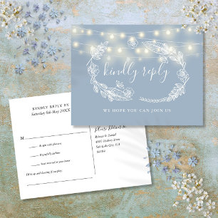 Carte de réponse RSVP Fleurie Bleu Poussiéreux Dem