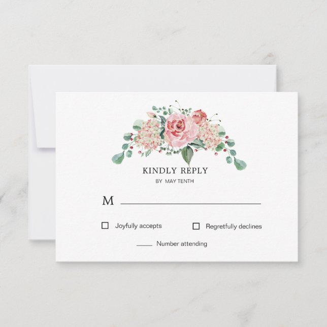 Carte de réponse RSVP fleurie de minuit (Devant)