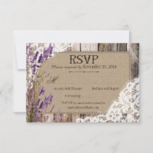 Carte de réponse RSVP Fleurs de Lavande Bois Dente