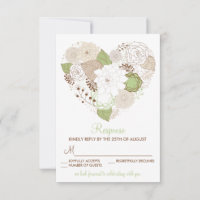 Carte de réponse RSVP Fleurs de printemps vert men
