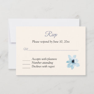 Carte de réponse RSVP Floral Bleu