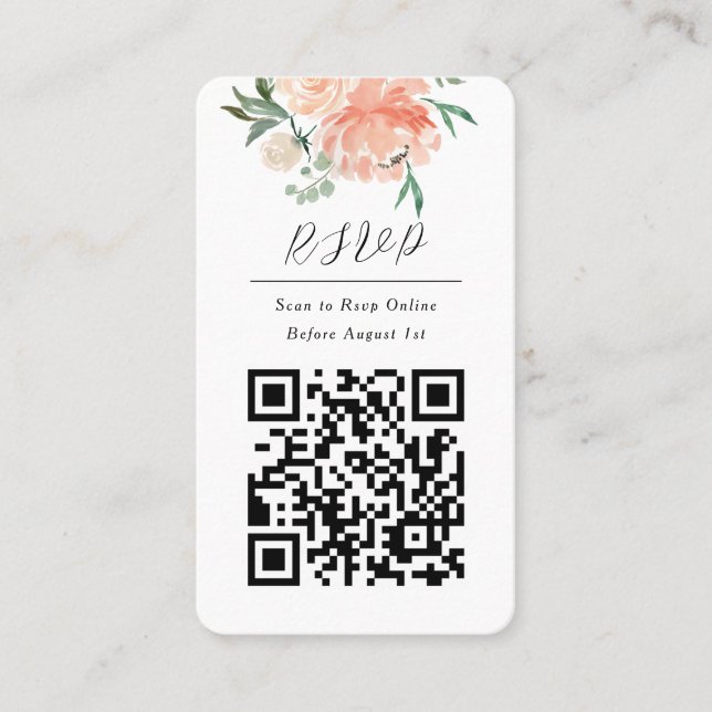Carte de réponse Rsvp Floral QR Code Online Photo (Devant)