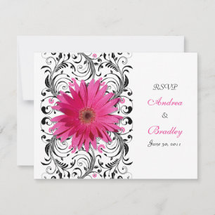 Carte de réponse RSVP florale avec gerbera rose