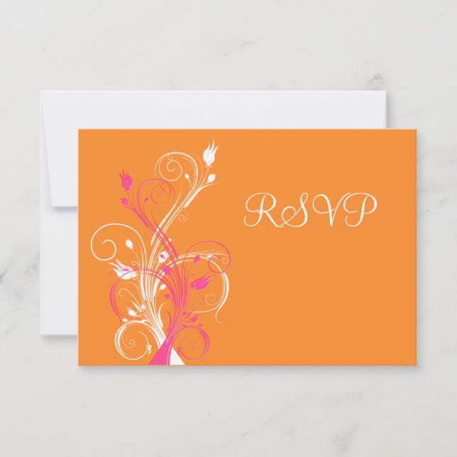 Carte de réponse RSVP florale orange rose blanc (Devant)