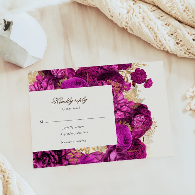 Carte de réponse RSVP Florale Roses Roses Rose Aqu (Créateur téléchargé)