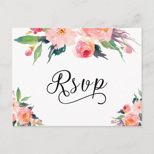 Carte de réponse RSVP florale Whimsscolor (Devant)