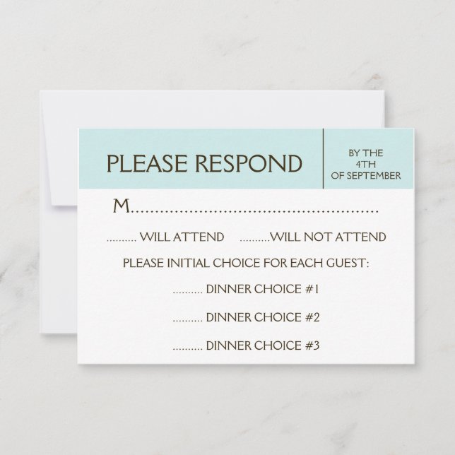 Carte de réponse RSVP générique Pale Blue (Devant)