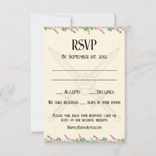 Carte de réponse RSVP inspirée de l'épée florale r