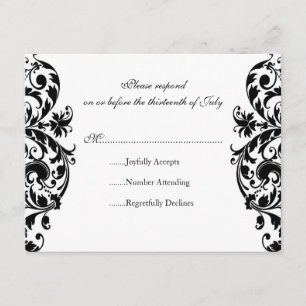 Carte de réponse RSVP Invitation Mariage damassé n