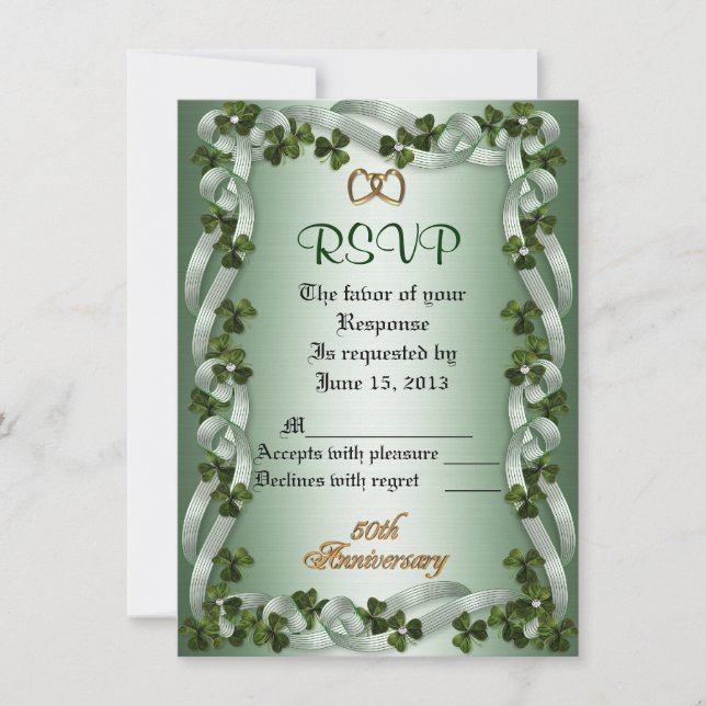 Carte de réponse RSVP irlandaise 50e anniversaire (Devant)