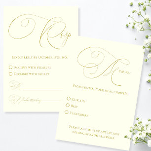 Carte de réponse RSVP Ivory & Gold avec choix de r