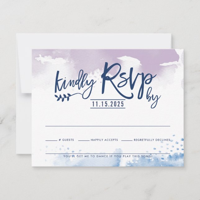 CARTE DE RÉPONSE RSVP jolie couleur bleu violet (Devant)