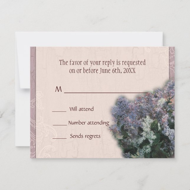 Carte de réponse RSVP - Lilacs impressionnistes (Devant)