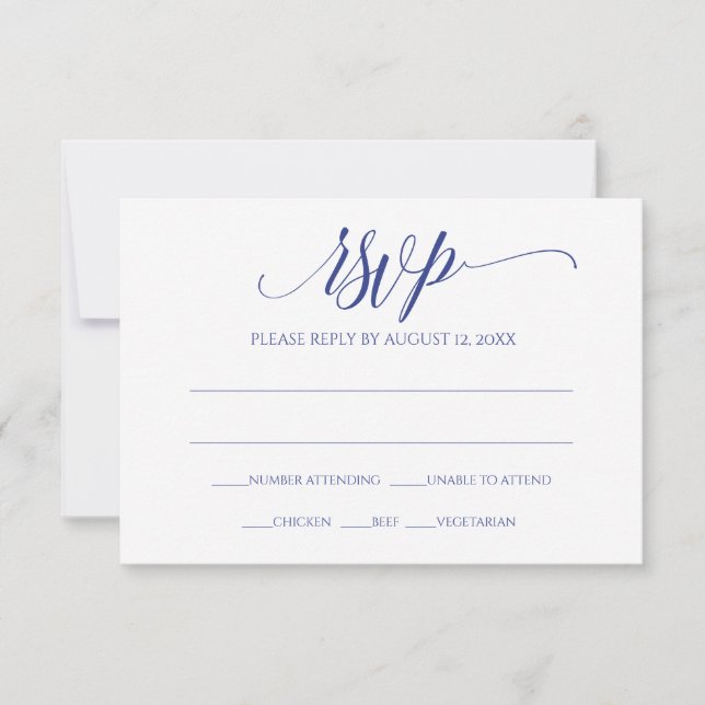 Carte de réponse RSVP | Luxe Calligraphie (Royal B (Devant)