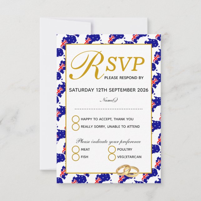 Carte de réponse RSVP Mariage AUSTRALIE (Devant)