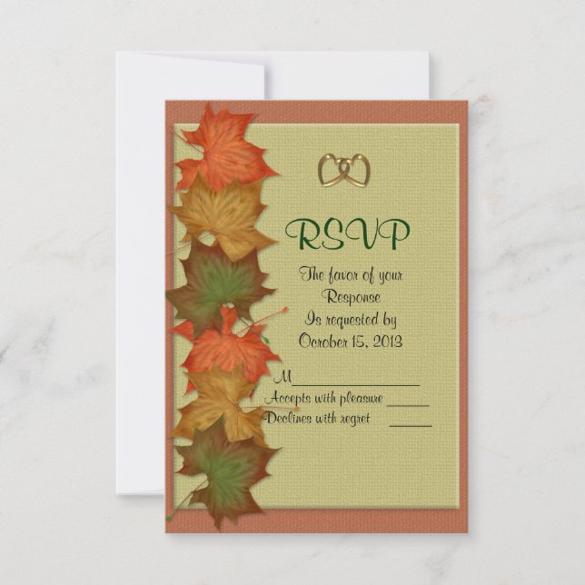 Carte de réponse RSVP mariage de automne (Devant)