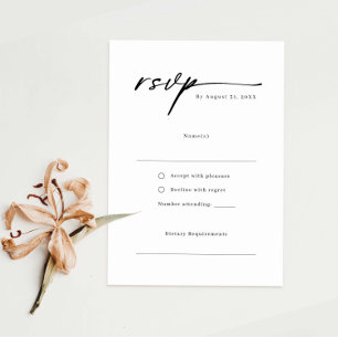 Carte de réponse RSVP minimaliste de script élégan