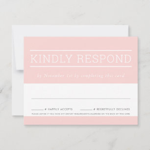 CARTE DE RÉPONSE RSVP moderne rose blush