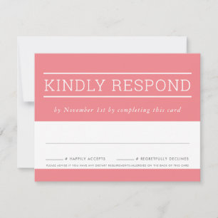 CARTE DE RÉPONSE RSVP moderne type corail rose