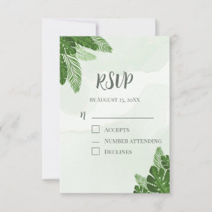 Carte de réponse RSVP Monstera Feuillage Tropical