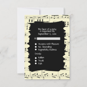 Carte de réponse RSVP musique abstraite noir et ja