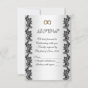 Carte de réponse RSVP noir et blanc