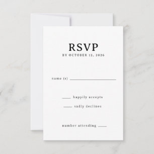 Carte de réponse RSVP noire élégante
