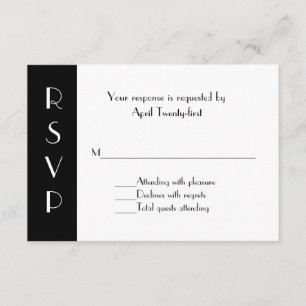 Carte de réponse RSVP noire et blanche