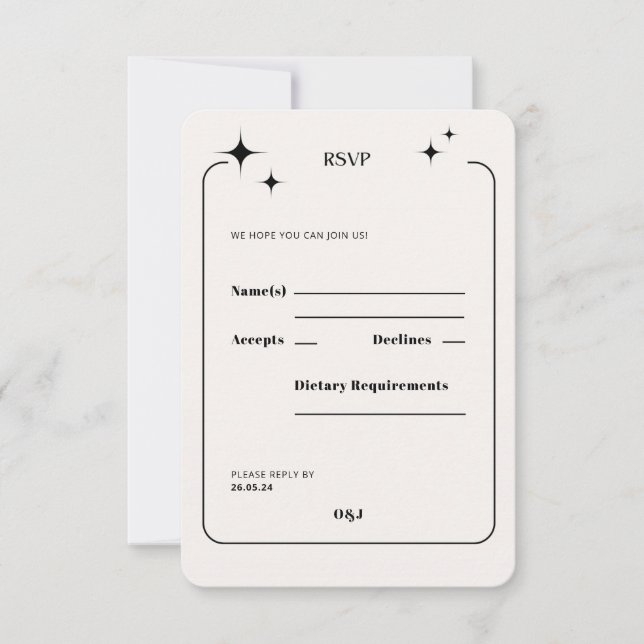Carte de réponse RSVP OLIVIA moderne ivoire célest (Devant)