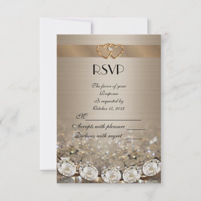 Carte de réponse RSVP or et diamants (Devant)