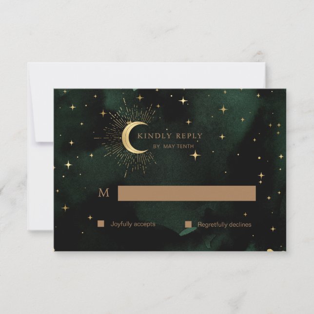 Carte de réponse RSVP or Quinceanera lune céleste (Devant)