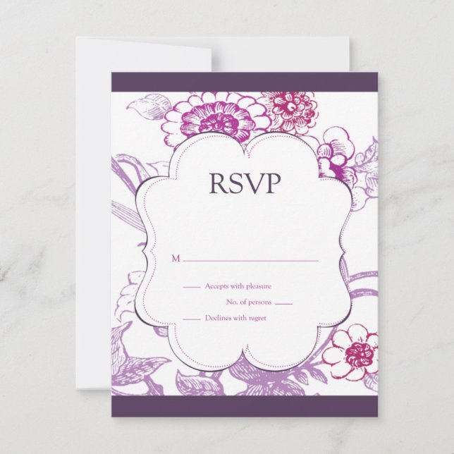 Carte de réponse RSVP Papillon Violet (Devant)