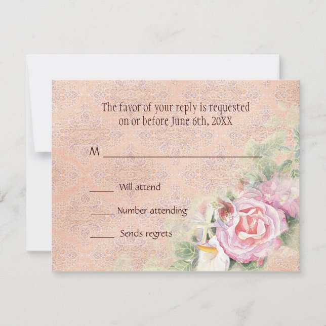 Carte de réponse RSVP - Pastel Roses & Calla Lilie (Devant)