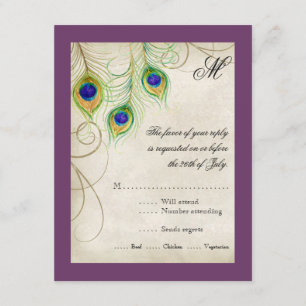 Carte de réponse RSVP Peacock Feathers
