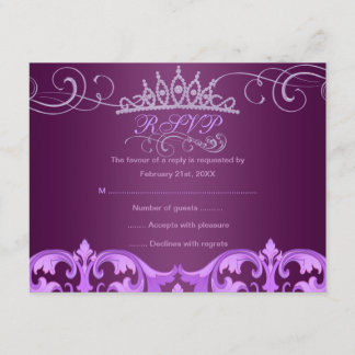 Carte de réponse RSVP pour anniversaire Purple Dam
