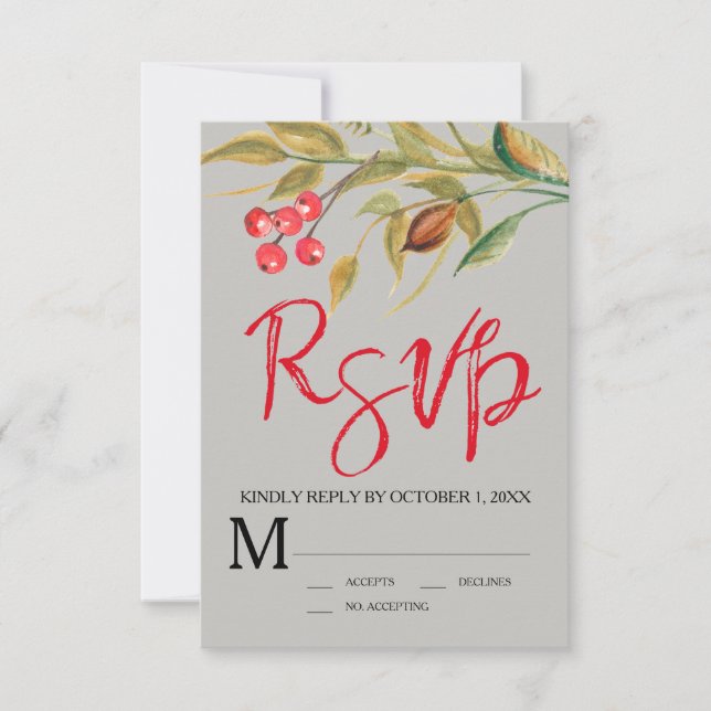 Carte de réponse RSVP pour baies et branches d'aqu (Devant)