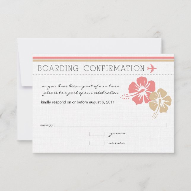 Carte de réponse RSVP pour carte d'embarquement (Devant)